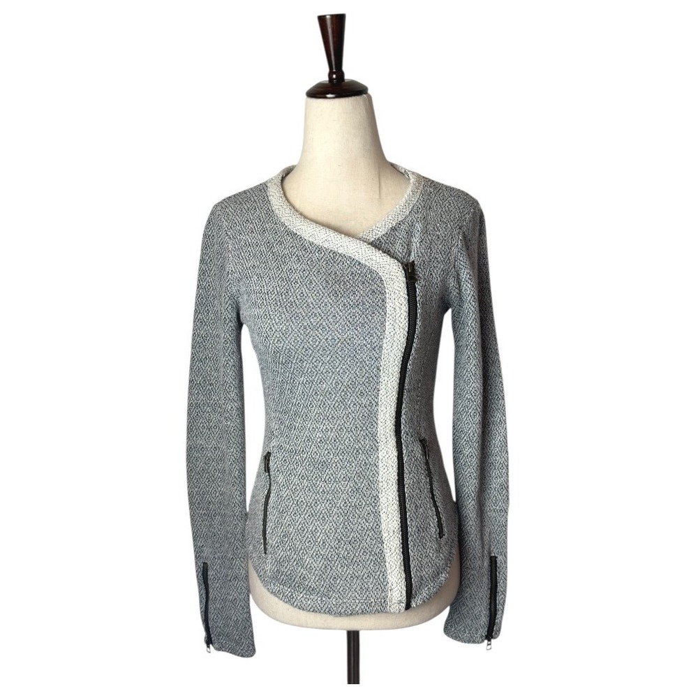 Lucky Brand Gray and Cream Textured Pea Coat